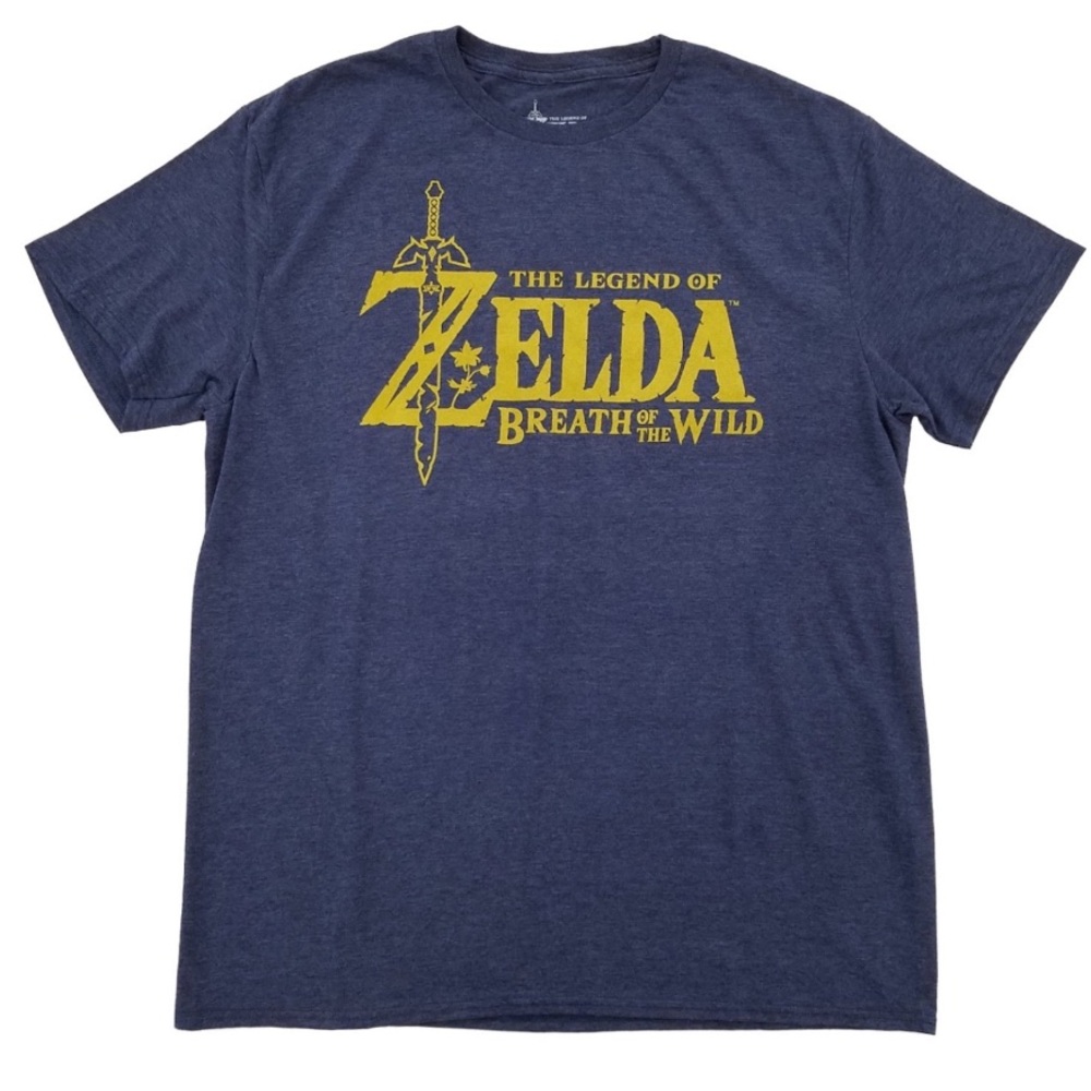 NWT The Legend of Zelda Breath of the Wild T-shirt Navy & Metallic Gold Sz L